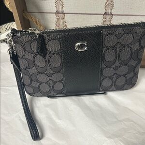 Coach Black and Gray Signature Wristlet